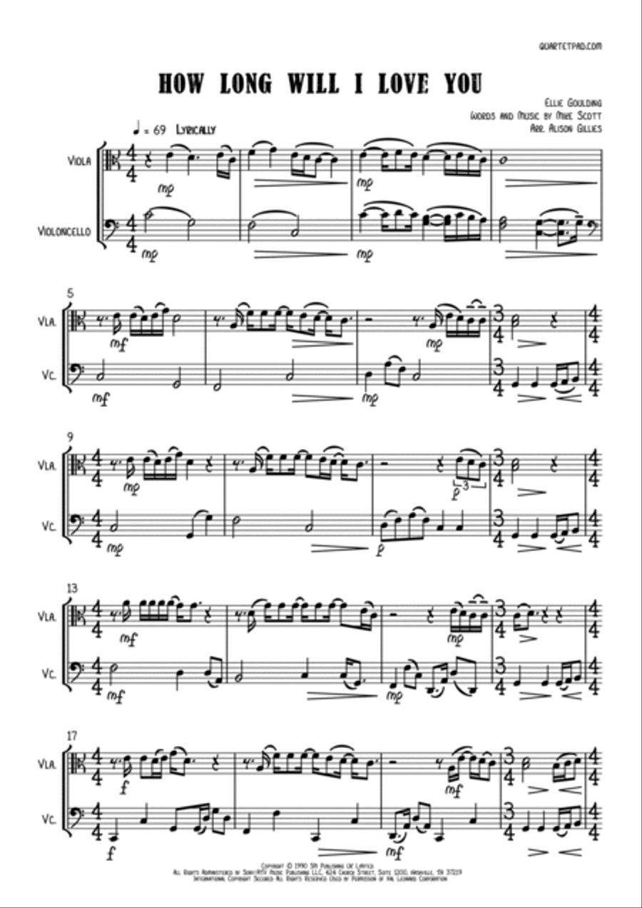 How Long Will I Love You String Duet scores gallery preview page 2