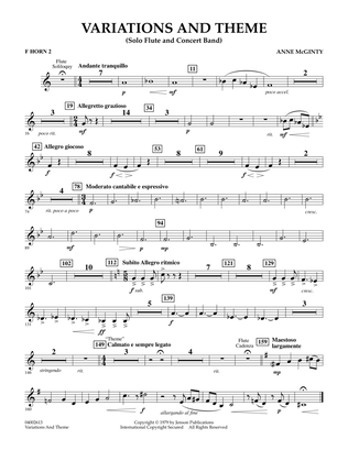 Book cover for Variations And Theme (for Flute Solo And Band) - F Horn 2