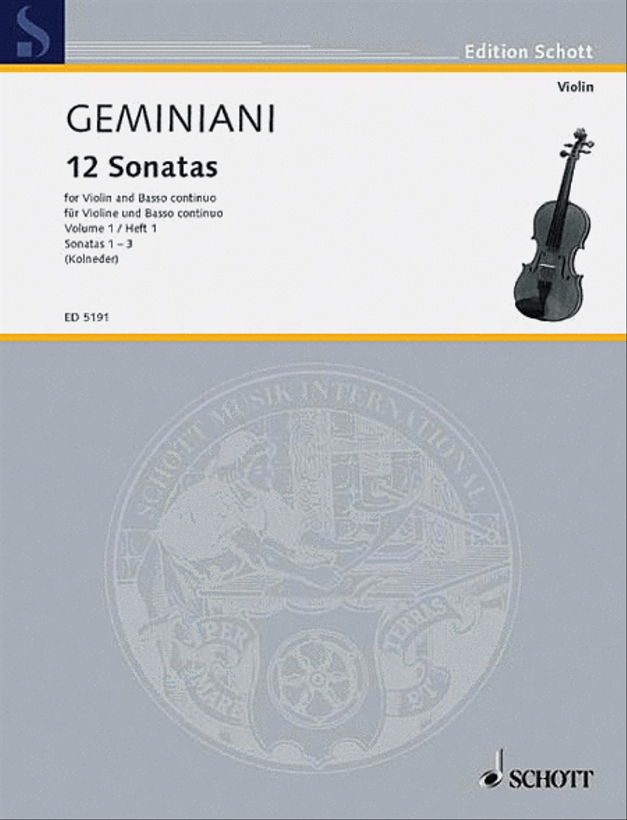 12 Sonatas Nos. 1-3, Op. 1 Violin Solo scores gallery preview page 1