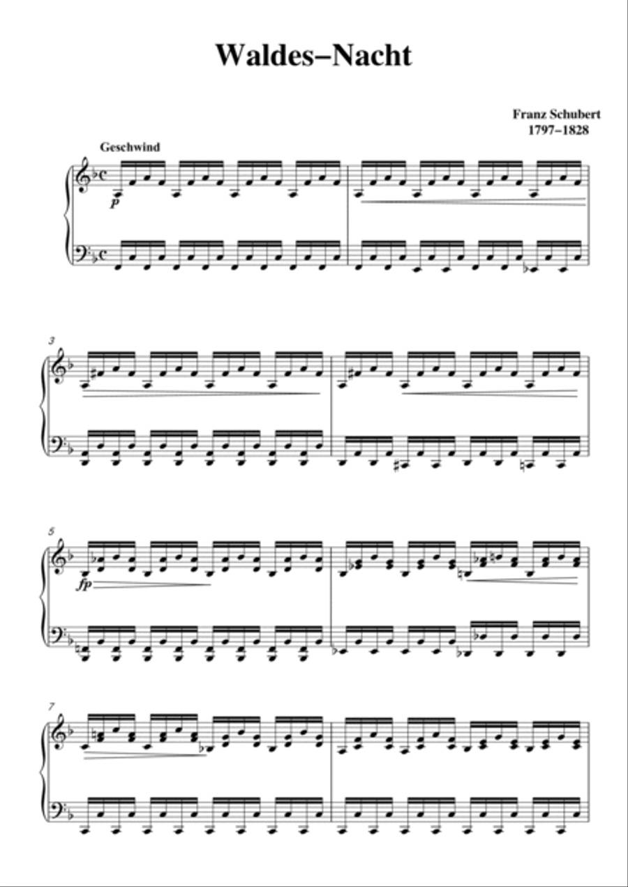 Schubert-Waldes-Nacht in F for Vocal and Piano Voice scores gallery preview page 2