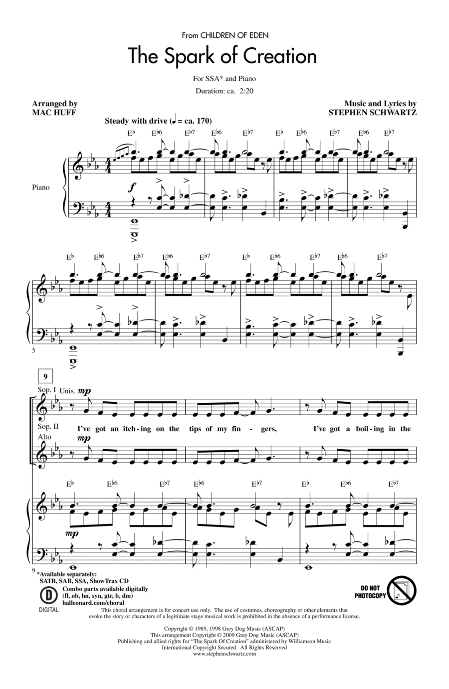 The Spark Of Creation (from Children of Eden) SSA scores gallery preview page 1