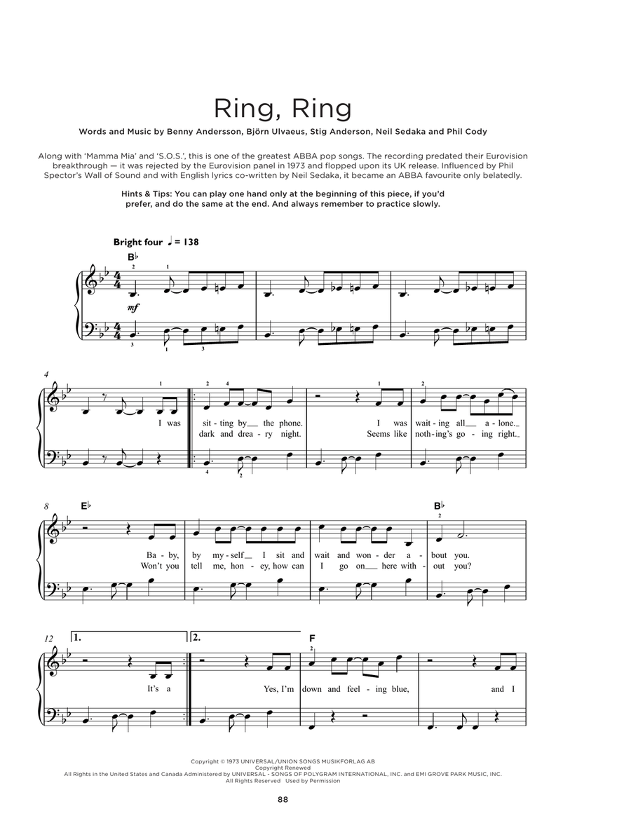 Ring, Ring Easy Piano scores gallery preview page 1