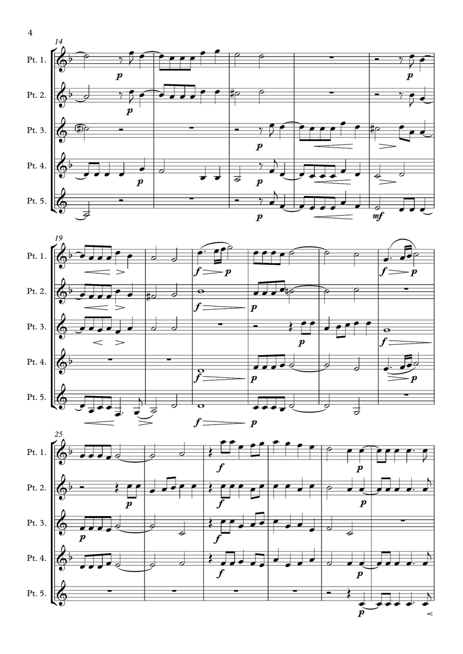 Monteverdi - The Fourth Book of Madrigals - 03. Cor mio non mori? E mori Brass Ensemble scores gallery preview page 4