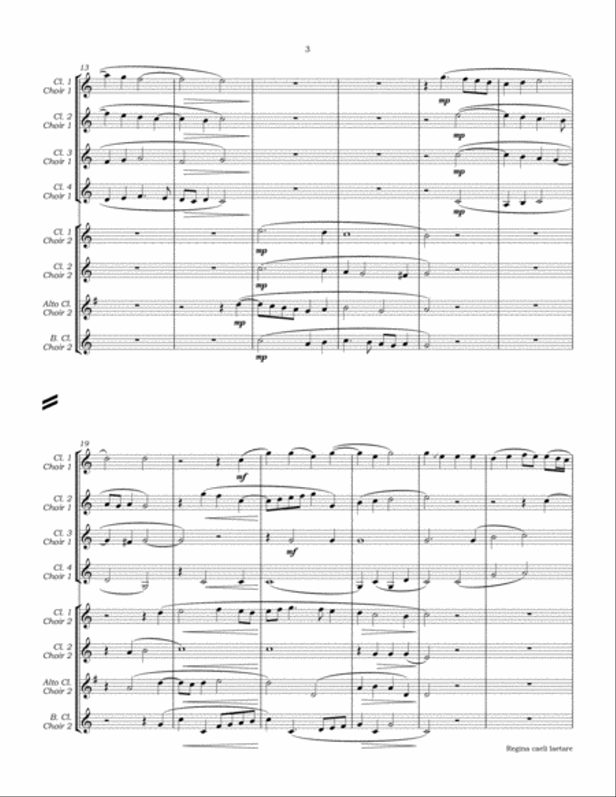 Regina Caeli Laetare for Clarinet Choir Clarinet Choir scores gallery preview page 6