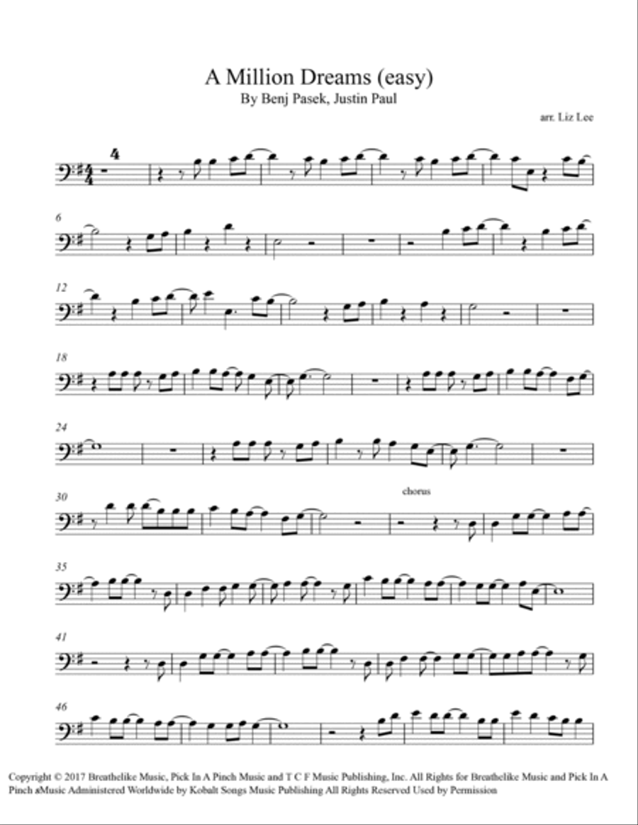 A Million Dreams Cello Solo scores gallery preview page 2