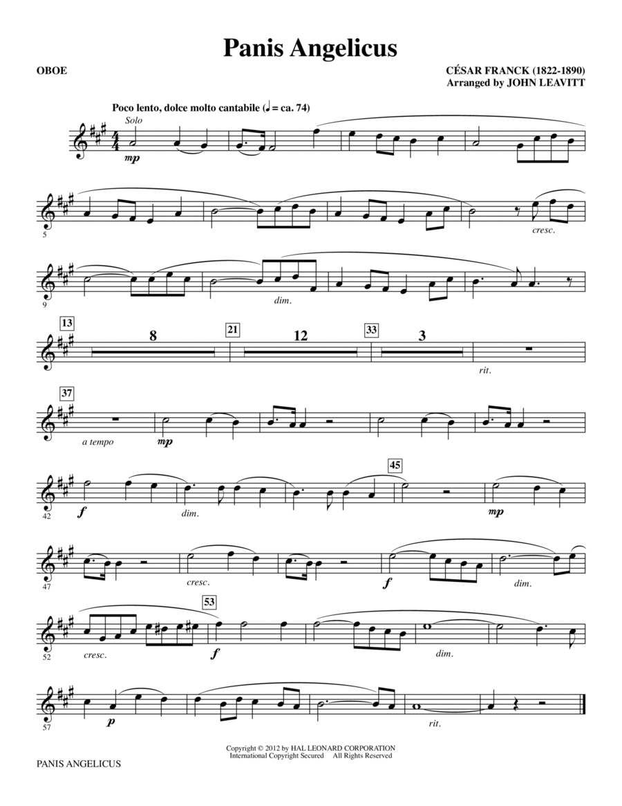 Panis Angelicus - Oboe Panis Angelicus - Oboe Choir scores gallery preview page 1