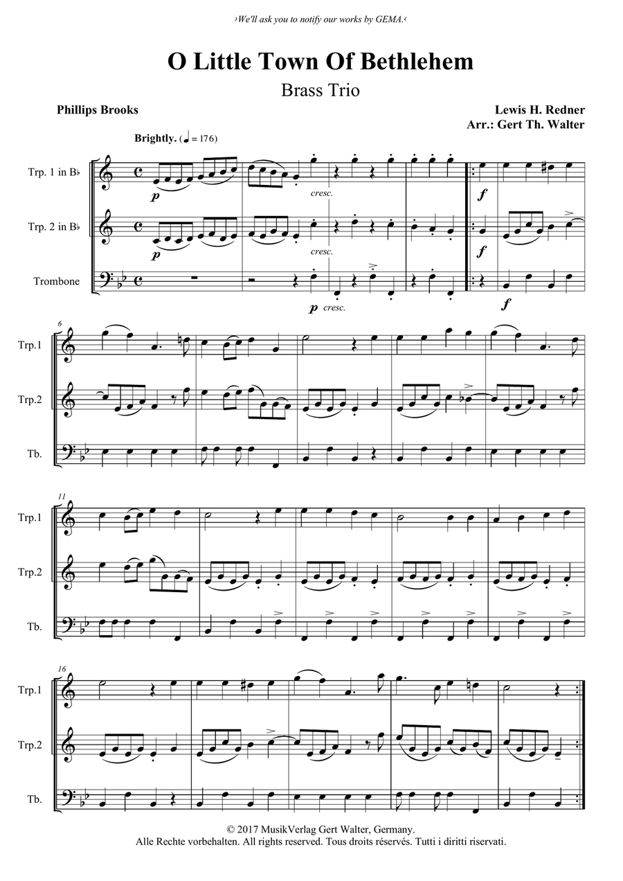 O Little Town Of Bethlehem Christmas scores gallery preview page 1