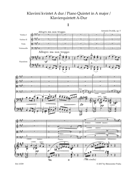 Piano Quintet in A major op. 5