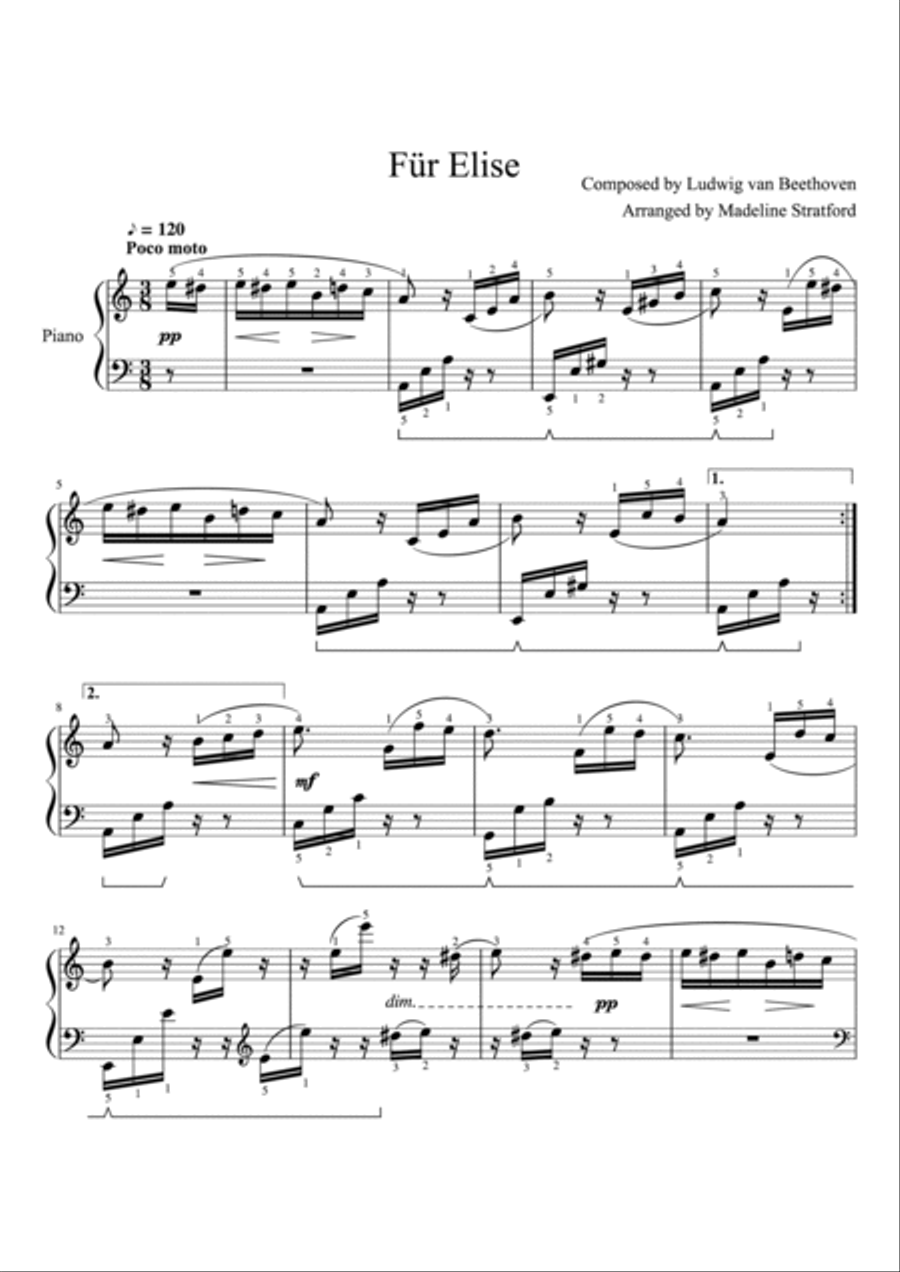 Fur Elise Piano Tutorial and Sheet Music Piano Method scores gallery preview page 2