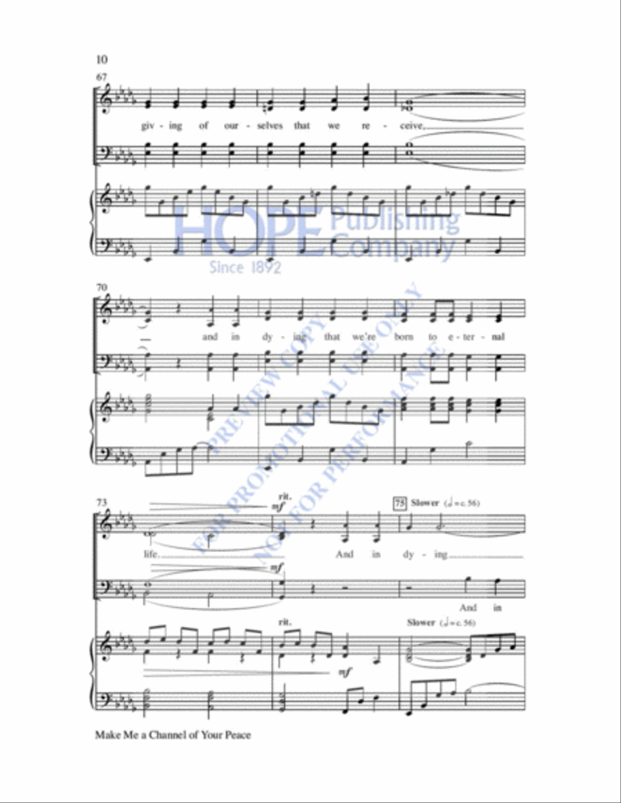 Make Me a Channel of Your Peace 4-Part scores gallery preview page 11