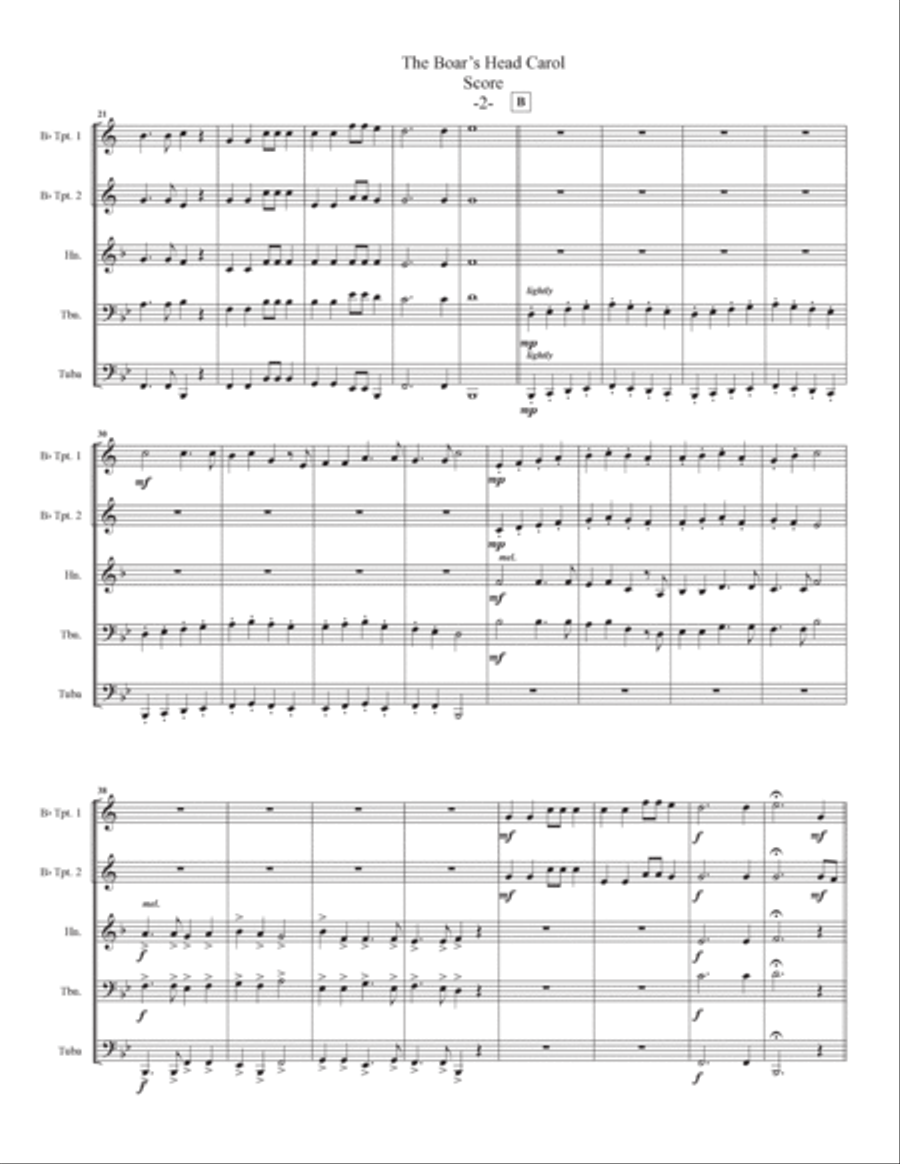 The Boar's Head Carol for Brass Quintet The Boar's Head Carol for Brass Quintet Brass Quintet scores gallery preview page 4