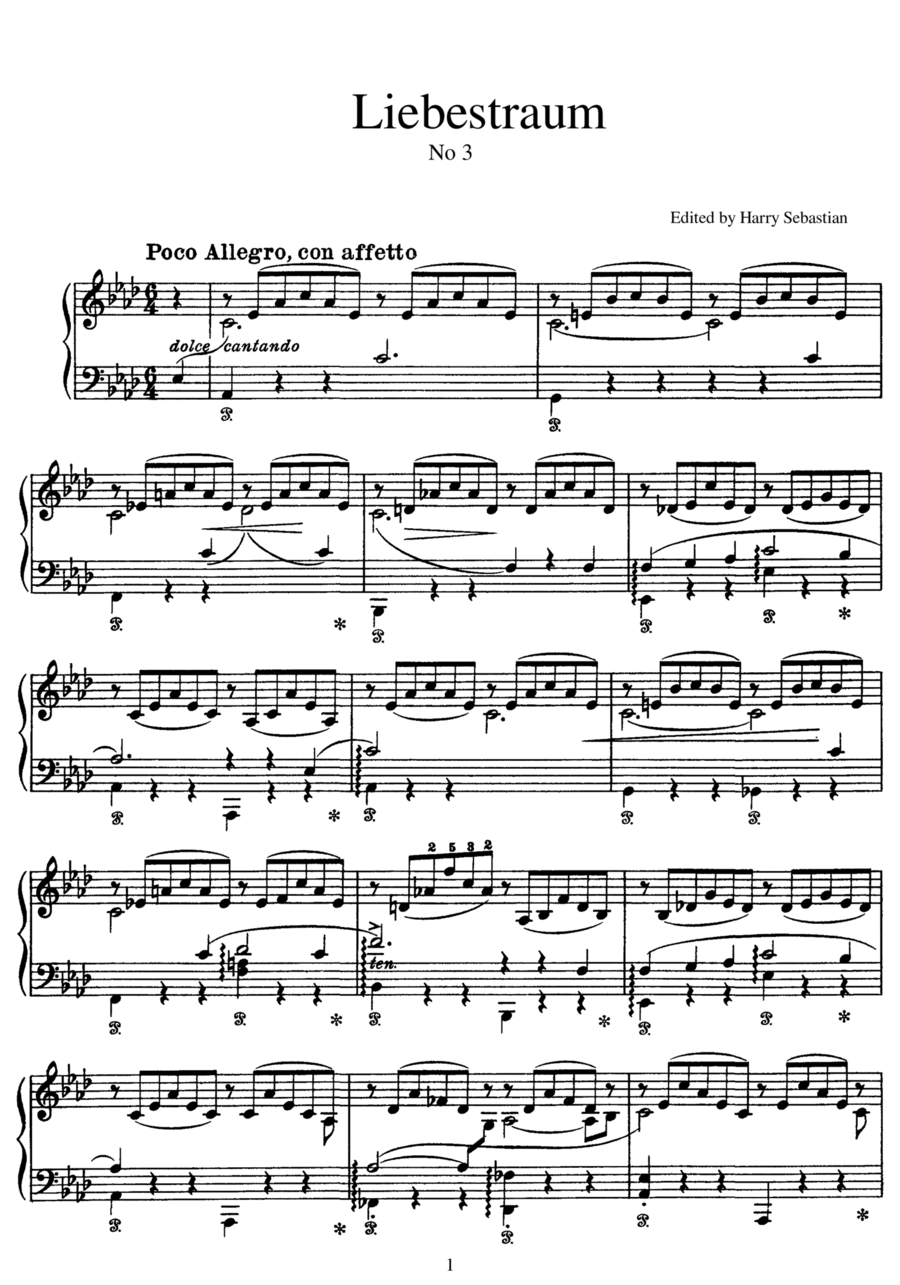 Liszt- Liebestraum No. 3 Piano Solo scores gallery preview page 1