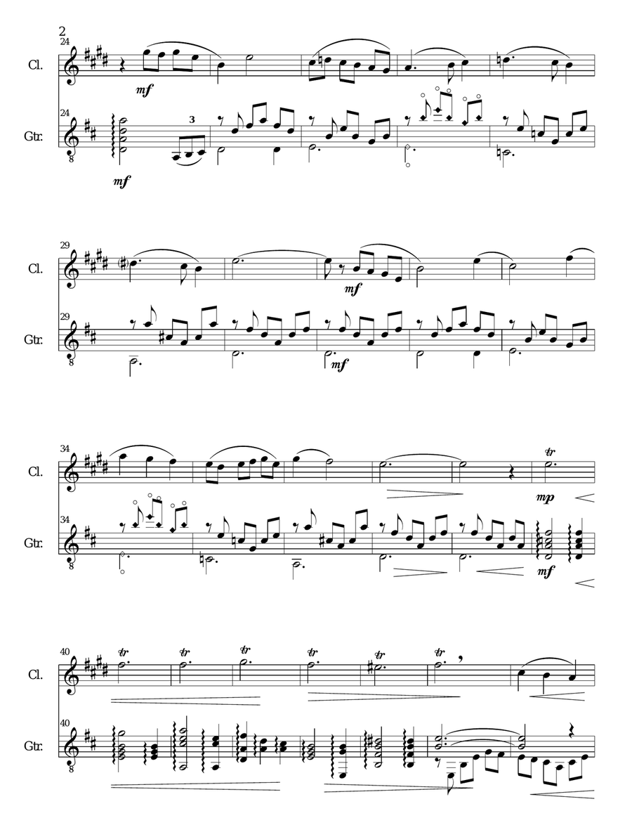 Where is heaven for clarinet and guitar Clarinet scores gallery preview page 2