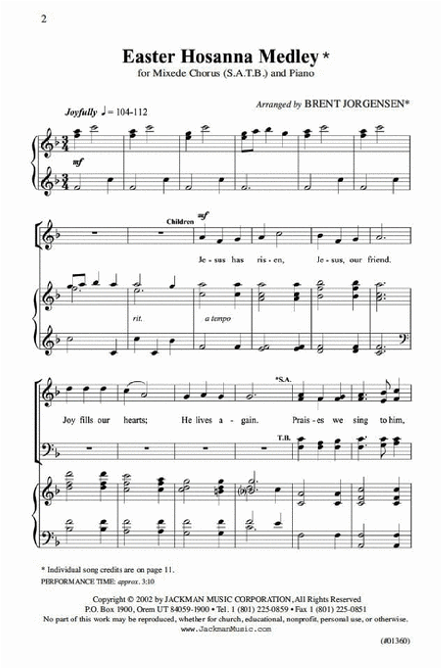 Easter Hosanna Medley - SATB Easter Hosanna Medley - SATB 4-Part scores gallery preview page 2