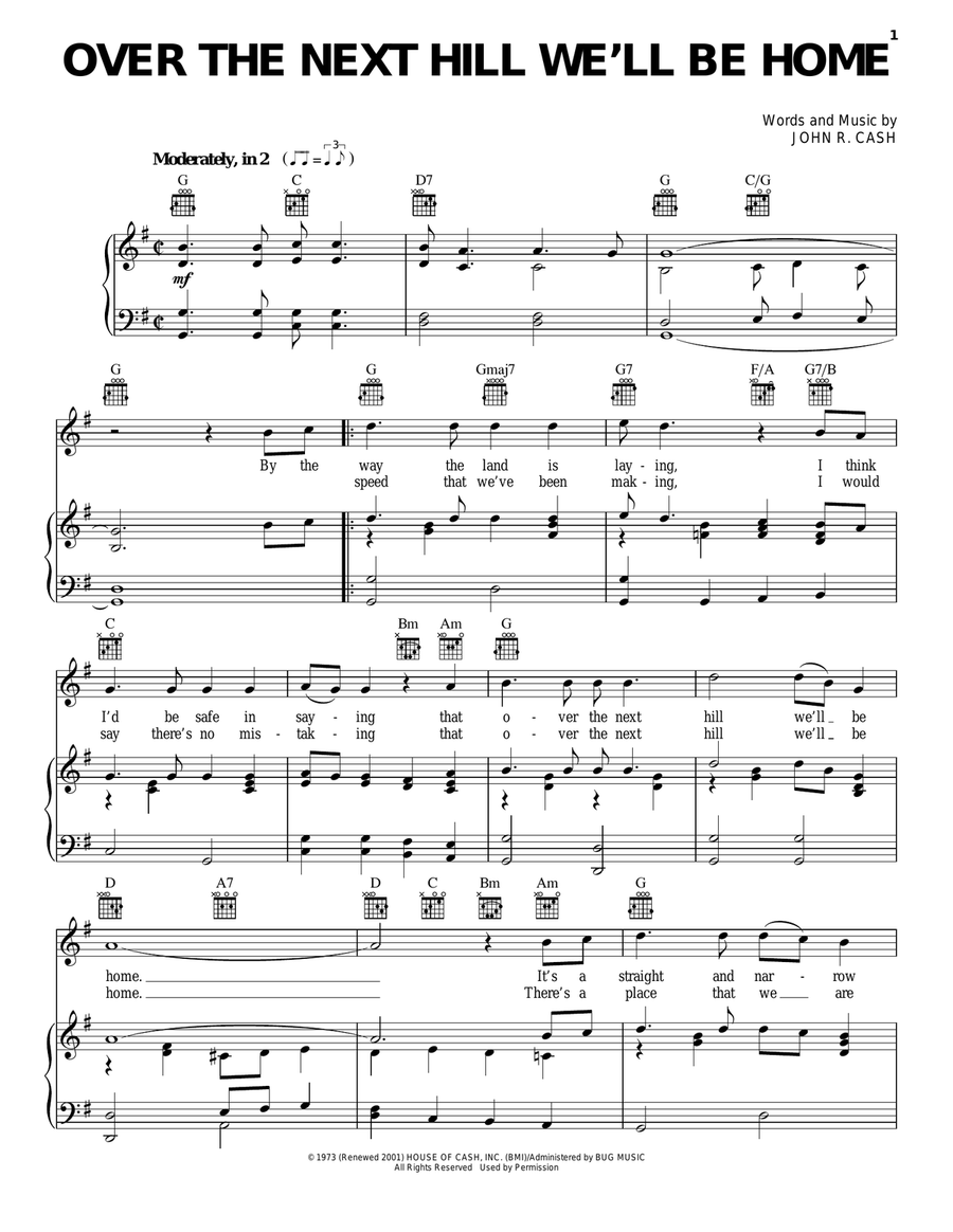 Over The Next Hill We'll Be Home Piano, Vocal, Guitar scores gallery preview page 1
