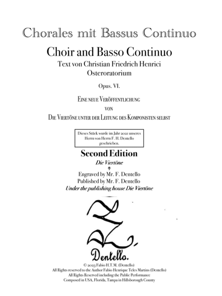 Chorales mit bassus continuo Osteroratorium Opus 6 image number null