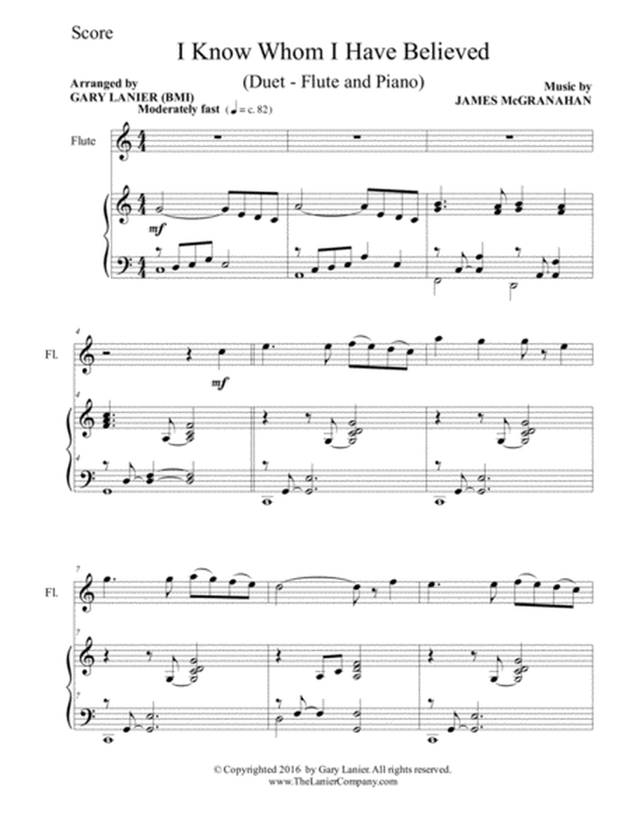 I KNOW WHOM I HAVE BELIEVED (Duet – Flute & Piano with Score/Part) image number null