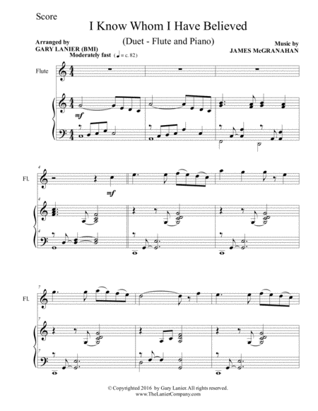 I KNOW WHOM I HAVE BELIEVED (Duet – Flute & Piano with Score/Part) image number null