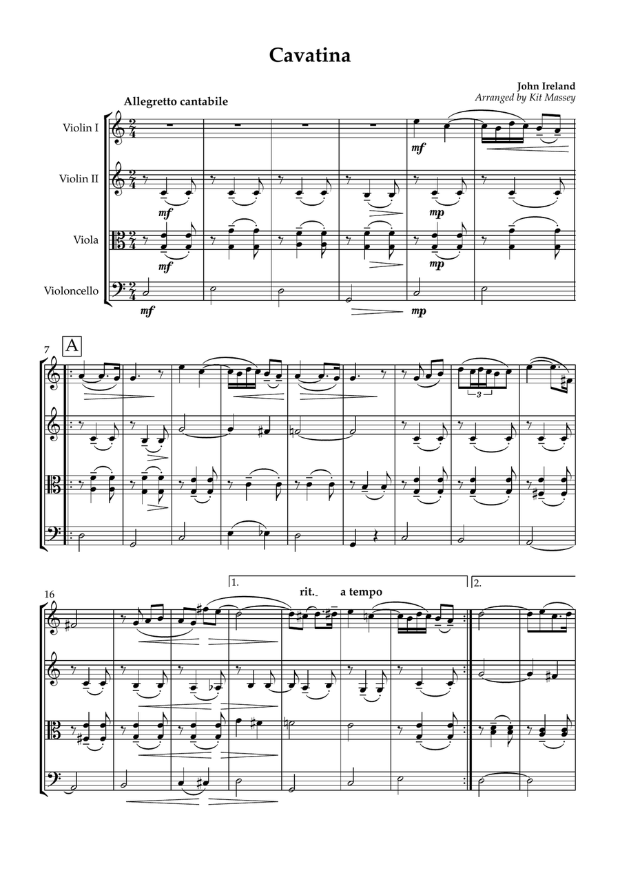 Cavatina String Quartet scores gallery preview page 1
