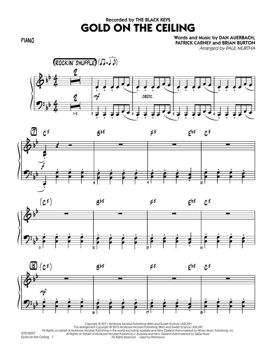 Gold on the Ceiling - Piano Jazz Ensemble scores gallery preview page 1