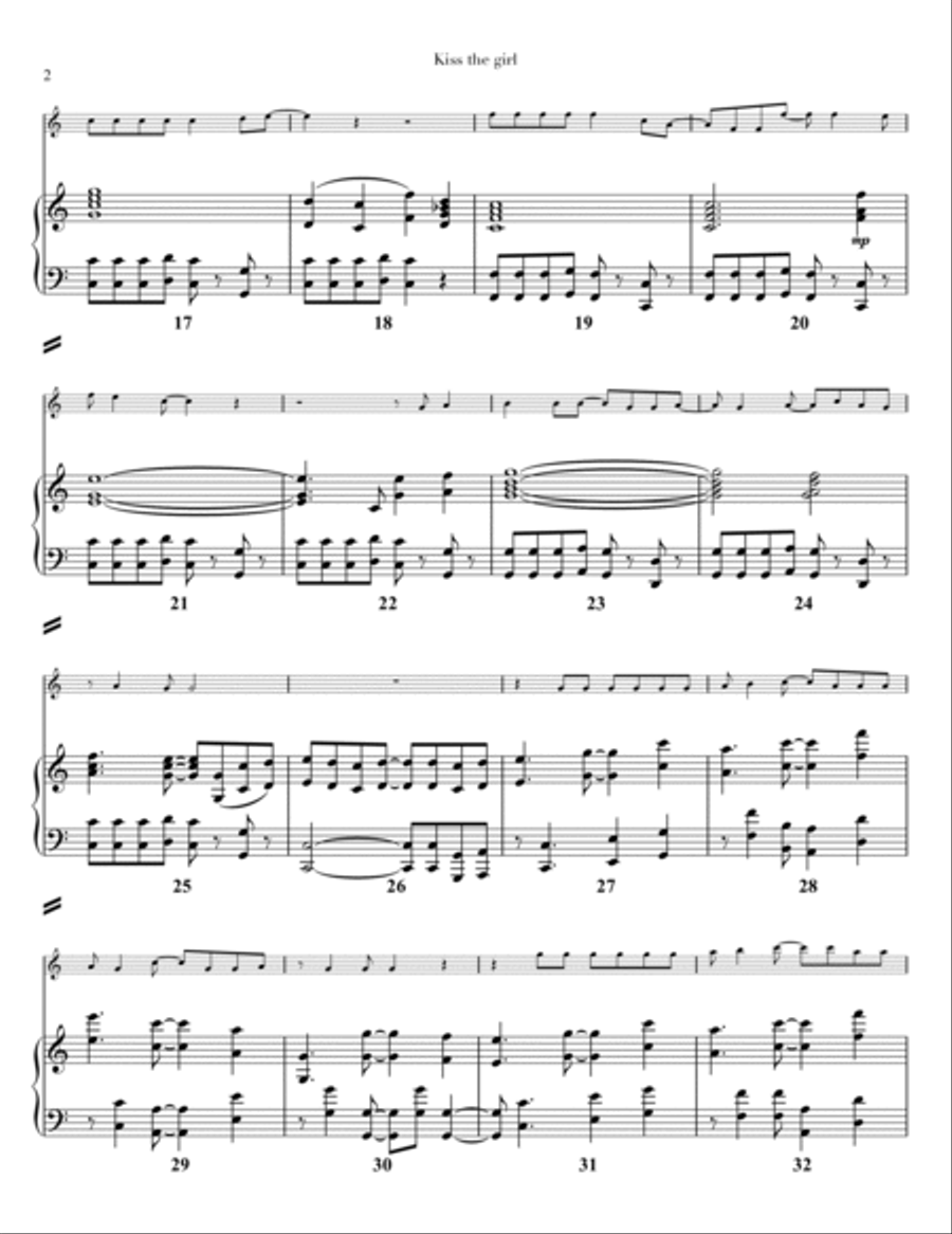 Kiss The Girl Kiss The Girl Violin Solo scores gallery preview page 2