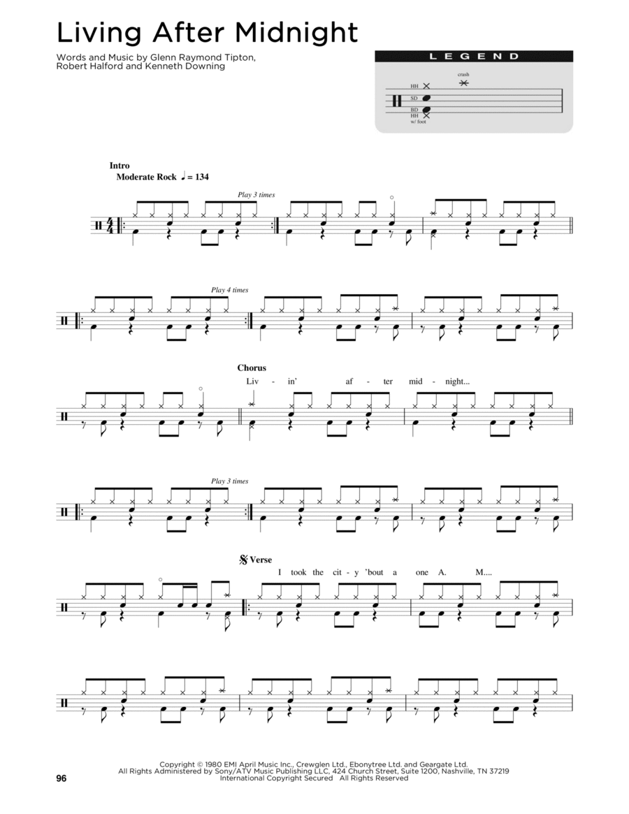 Living After Midnight Living After Midnight Drum Set scores gallery preview page 1