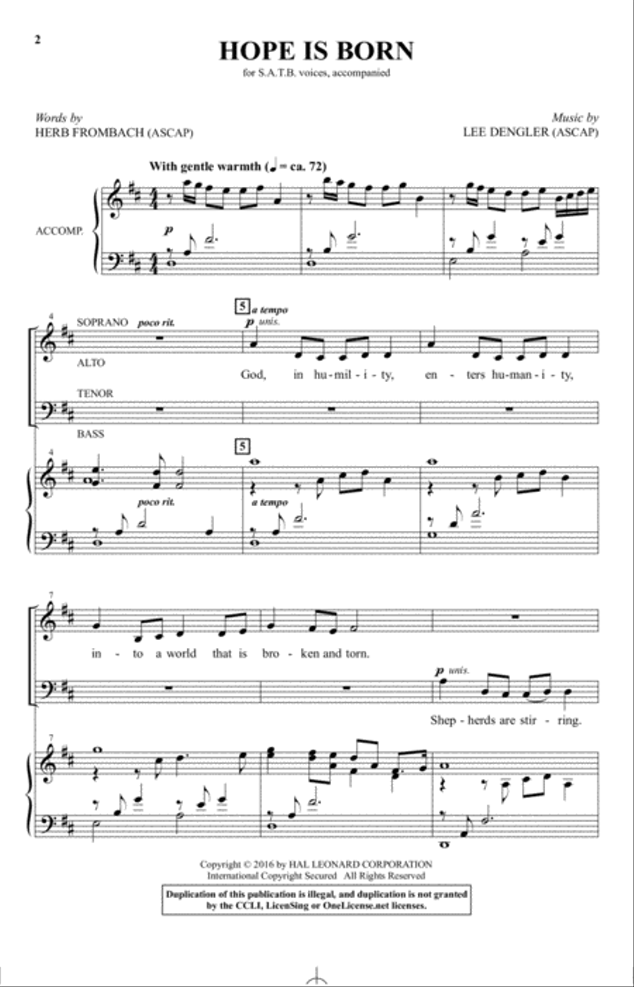 Hope Is Born 4-Part scores gallery preview page 1