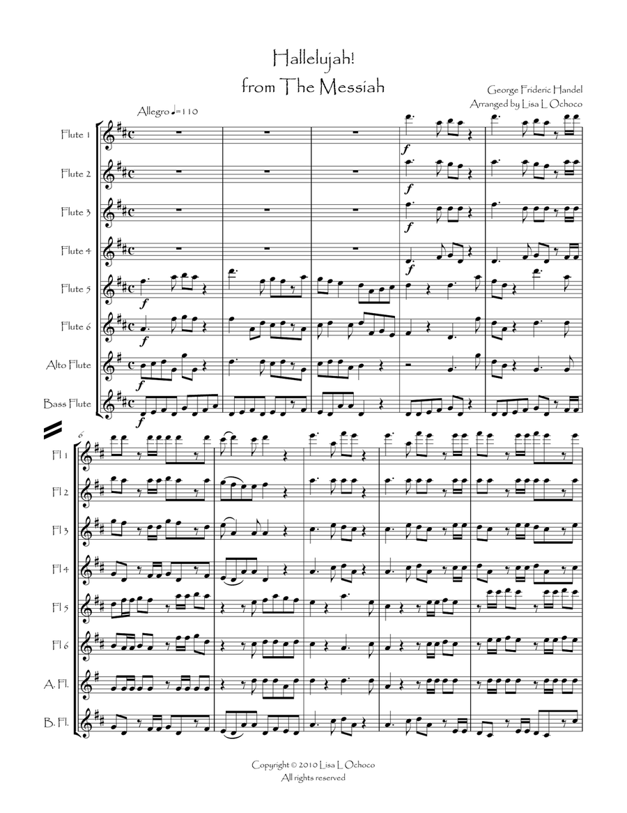 Hallelujah from The Messiah for Flute Choir Flute Choir scores gallery preview page 3
