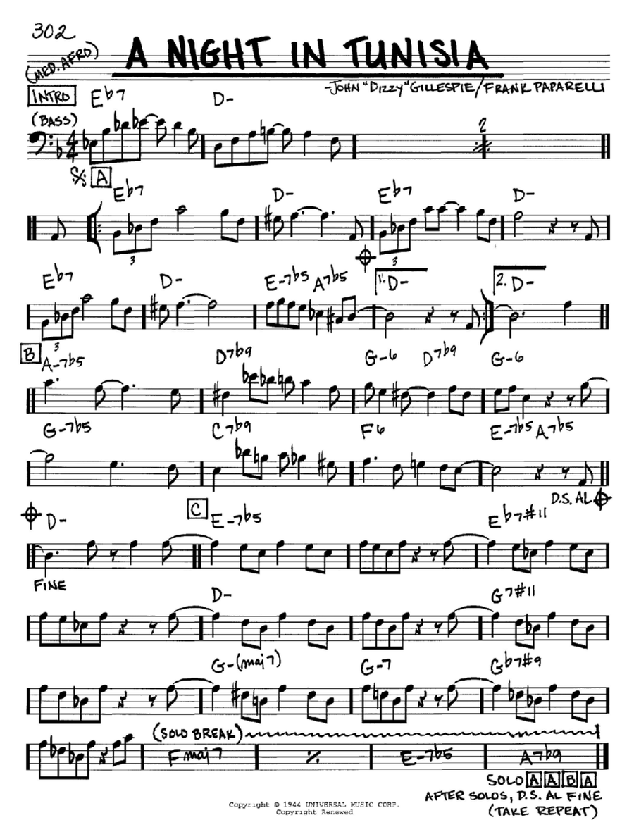 A Night In Tunisia A Night In Tunisia Piano scores gallery preview page 1