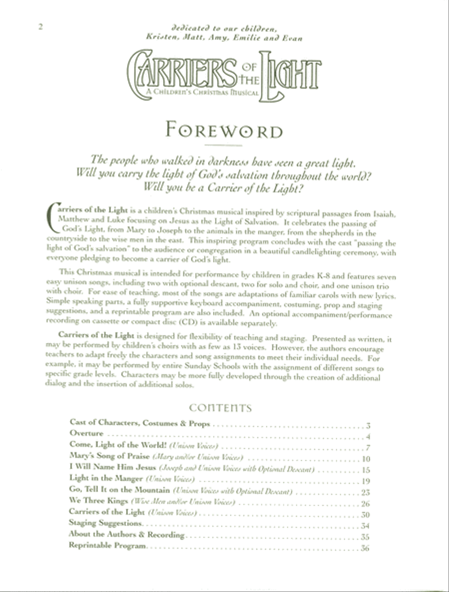 Carriers of the Light - A Children's Christmas Musical (Performance Pack) Choir scores gallery preview page 2