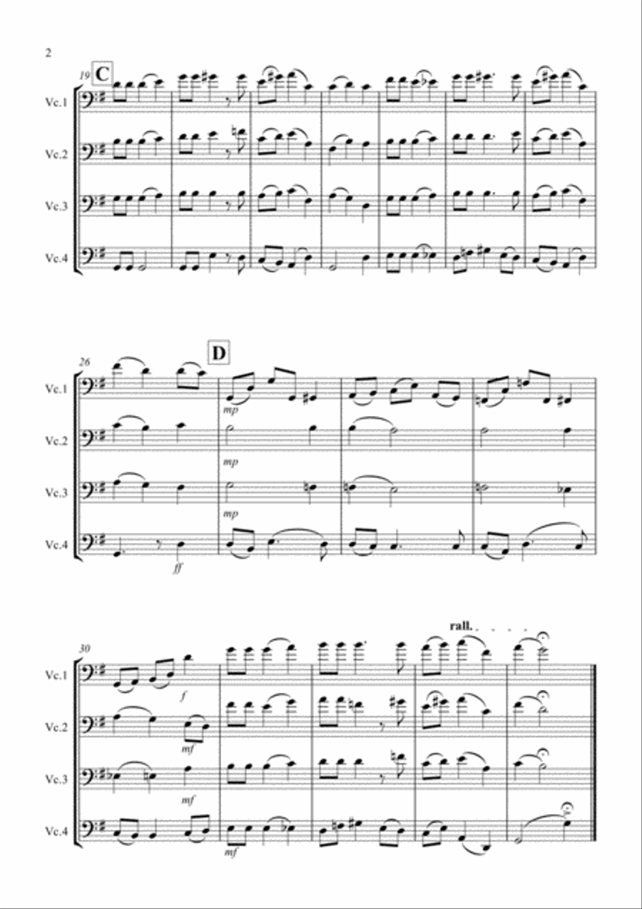 O Christmas Tree for Cello Quartet Cello Solo scores gallery preview page 2