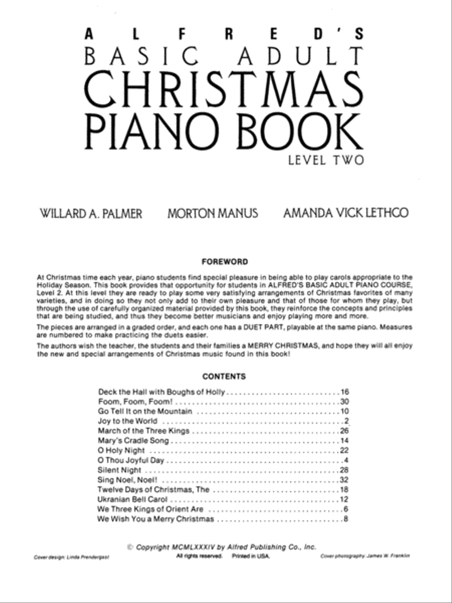 Alfred's Basic Adult Course Christmas, Book 2 Piano Method scores gallery preview page 2