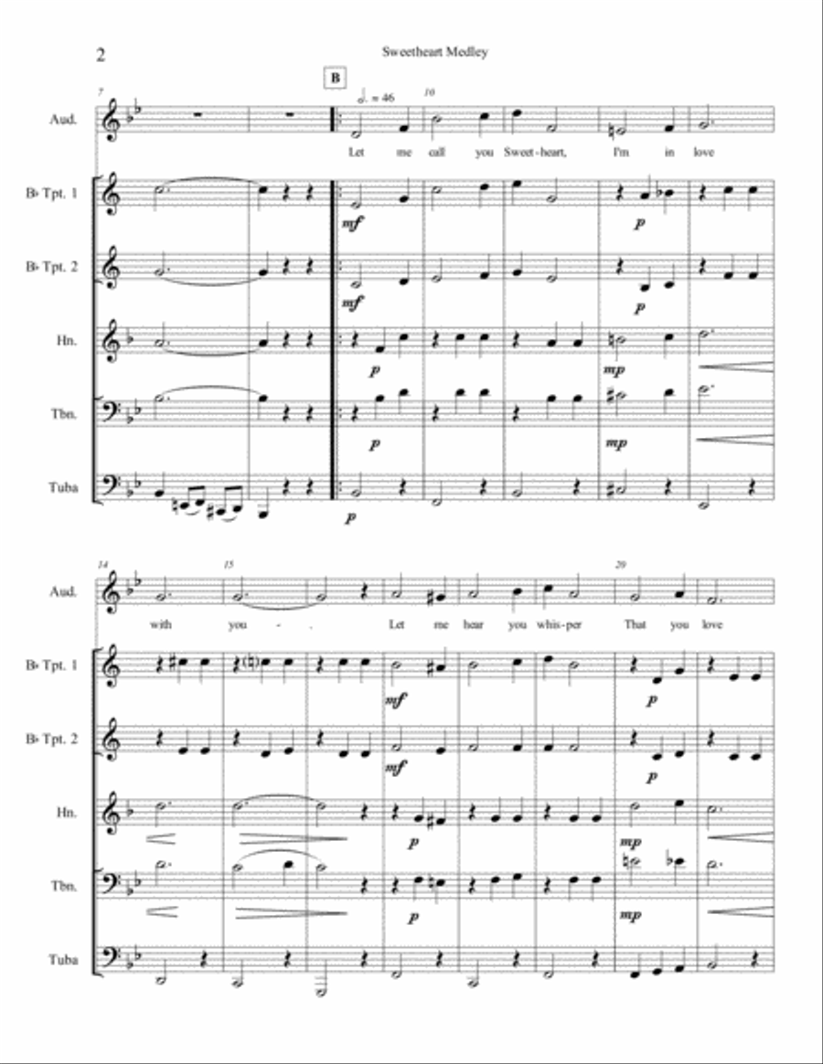 Sweetheart Medley: An Old Fashioned, Old-Timey Singalong Brass Ensemble scores gallery preview page 3