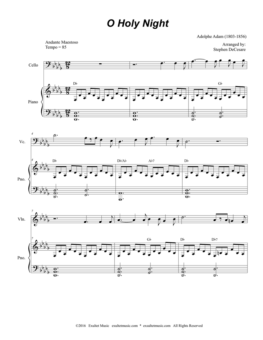 O Holy Night (Duet for Violin and Cello) Piano Trio scores gallery preview page 2