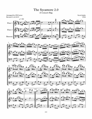 The Sycamore, A Concert Rag (1904), by Scott Joplin, arranged for 2 Flutes & Bassoon