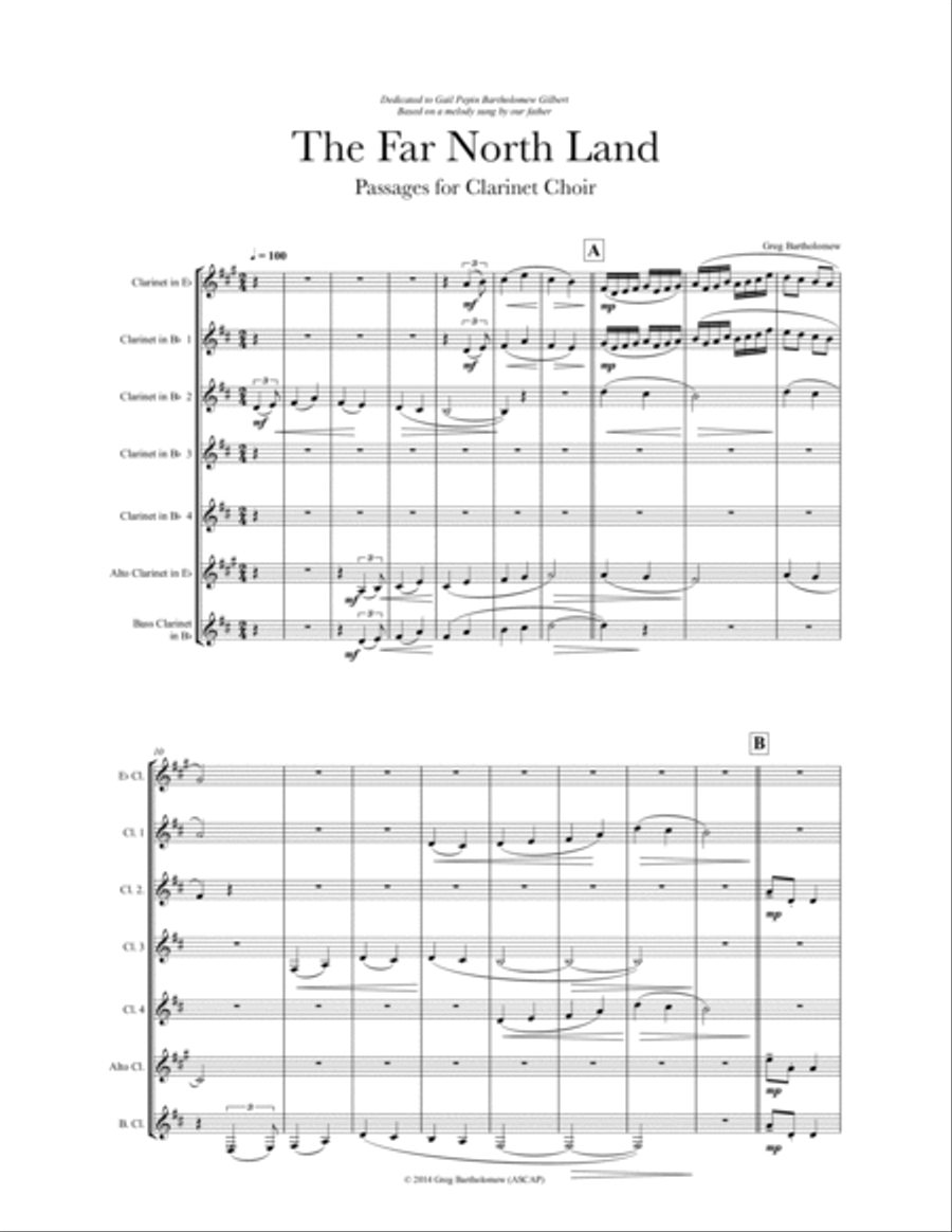The Far North Land: Passages for Clarinet Choir Clarinet Choir scores gallery preview page 2