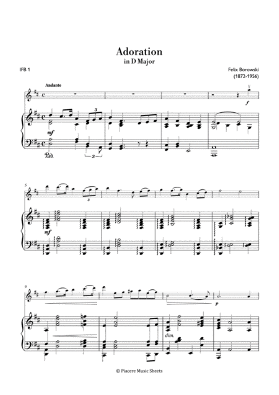Borowski - Adoration in D Major - Intermediate Violin Solo scores gallery preview page 2