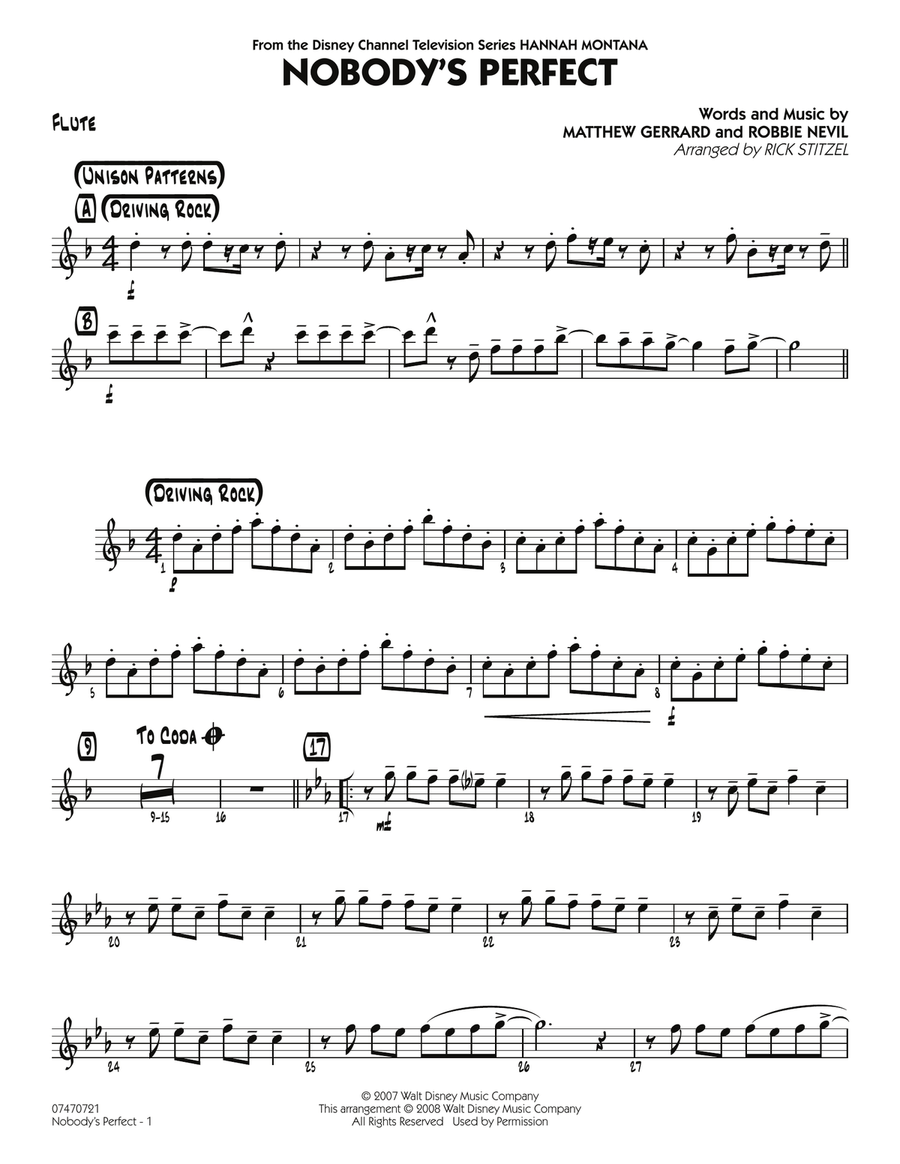 Nobody's Perfect - Flute Nobody's Perfect - Flute Jazz Ensemble scores gallery preview page 1