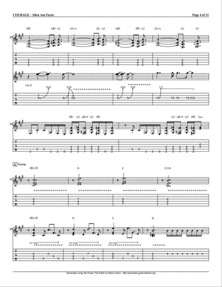 alien ant courage alien ant courage Guitar Solo scores gallery preview page 4