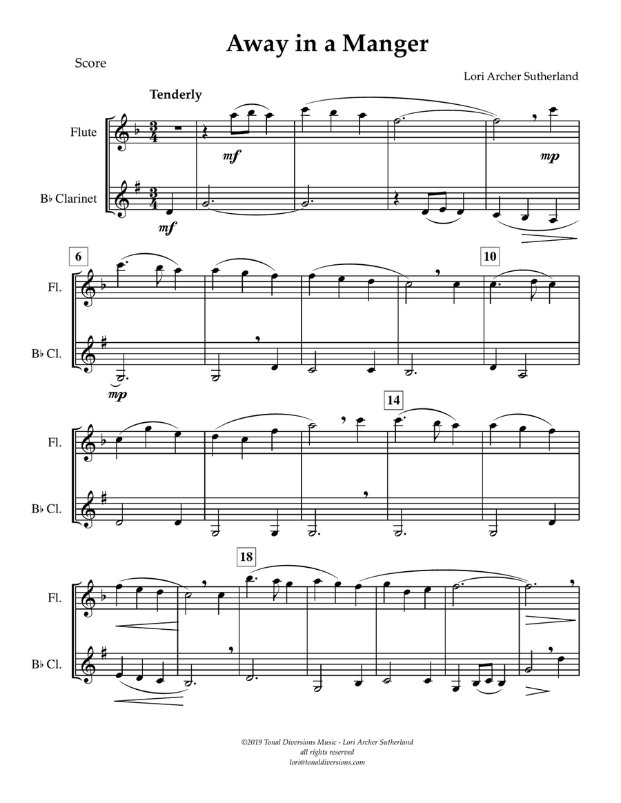 Away in a Manger Woodwind Duet scores gallery preview page 2