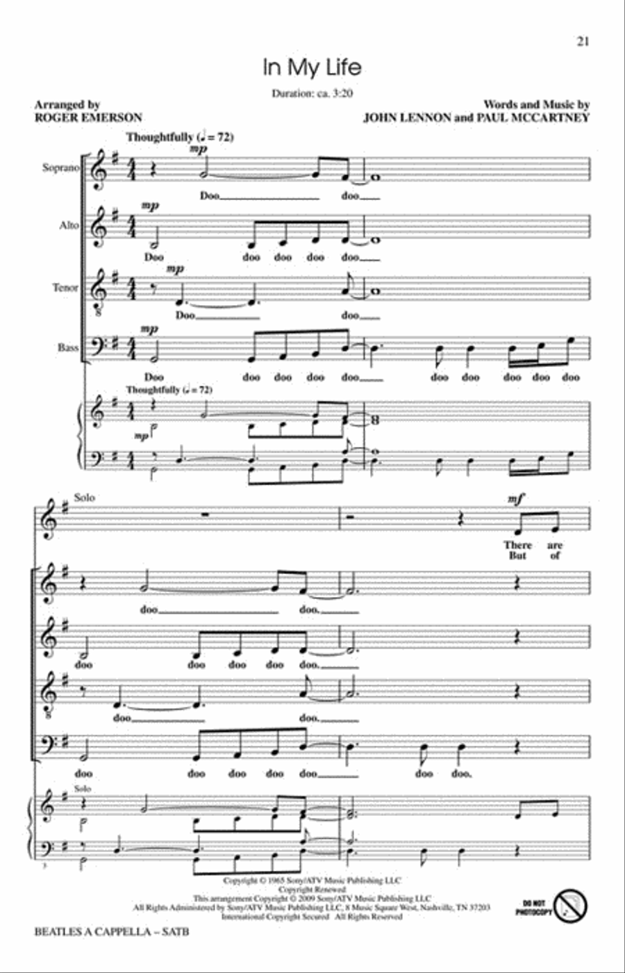 Beatles A Cappella 4-Part scores gallery preview page 4