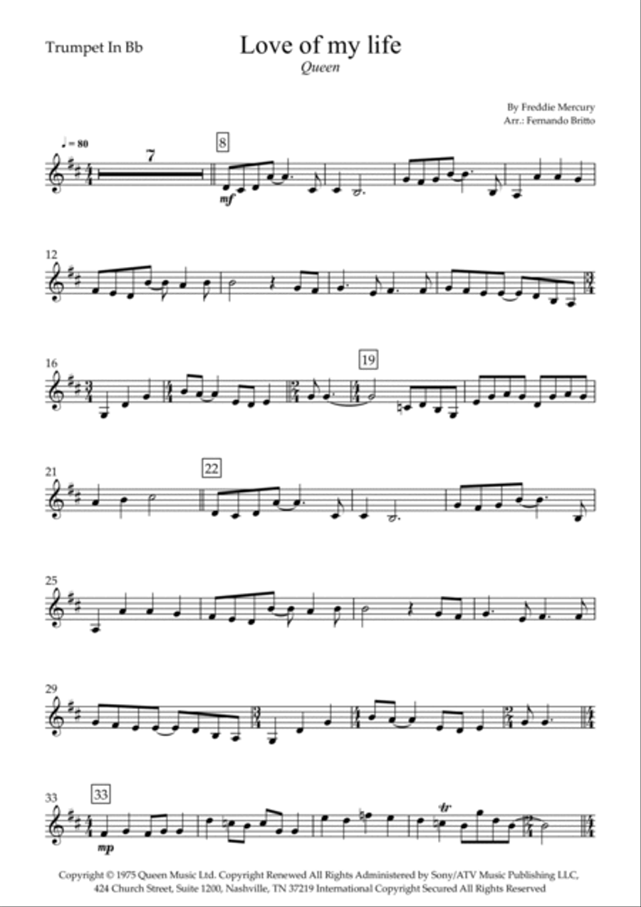 Love Of My Life Trumpet Solo scores gallery preview page 6