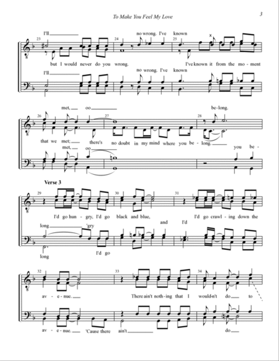To Make You Feel My Love TTBB scores gallery preview page 3