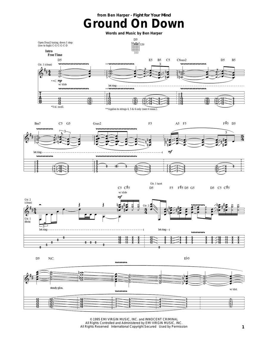 Ground On Down Acoustic Guitar scores gallery preview page 1