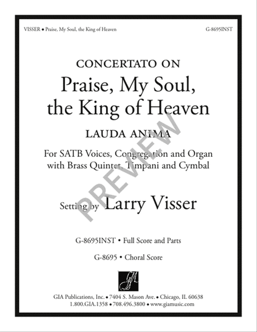 Praise, My Soul, the King of Heaven - Full Score and Parts 4-Part scores gallery preview page 2