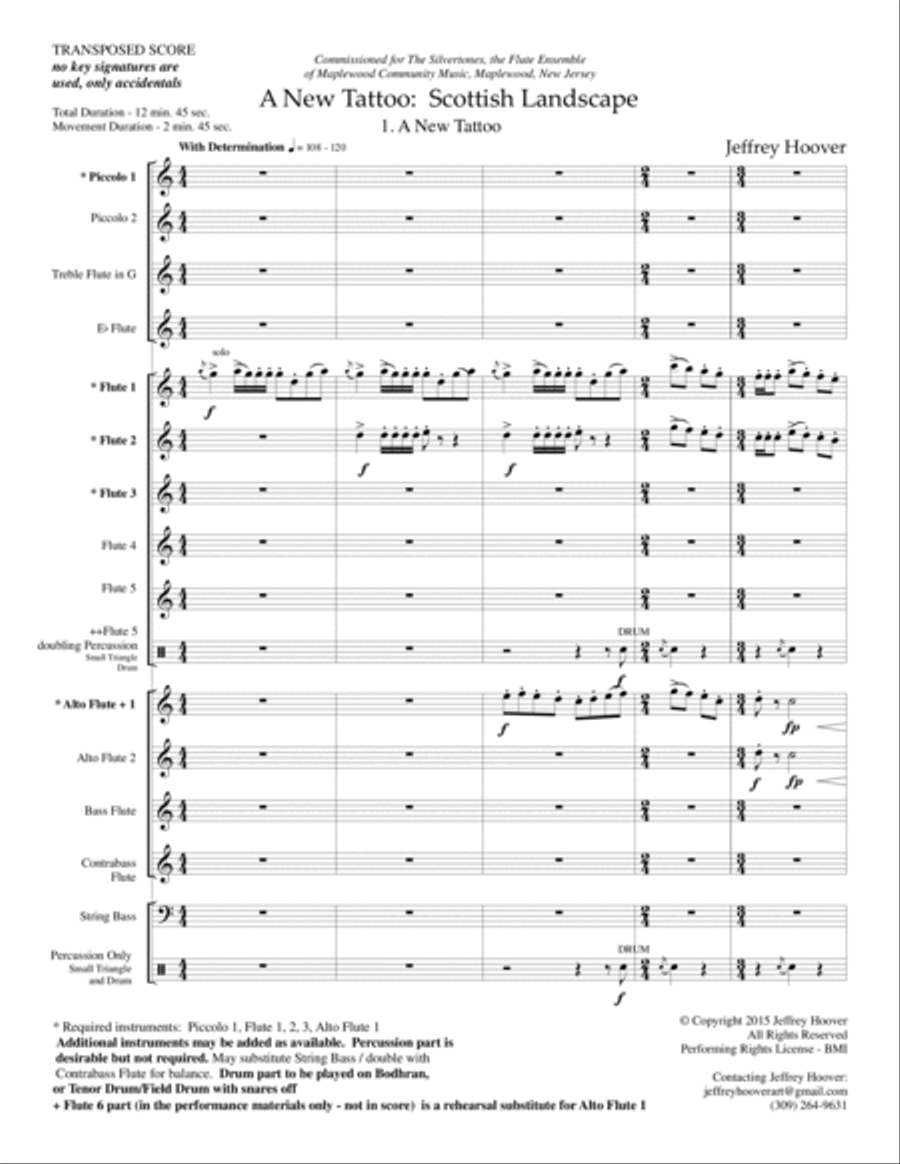 A New Tattoo: Scottish Landscape (for flute ensemble or large flute choir - score and parts) Flute Choir scores gallery preview page 3