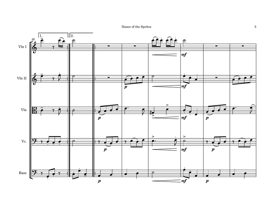 Dance of the Sprites Dance of the Sprites String Quintet scores gallery preview page 3