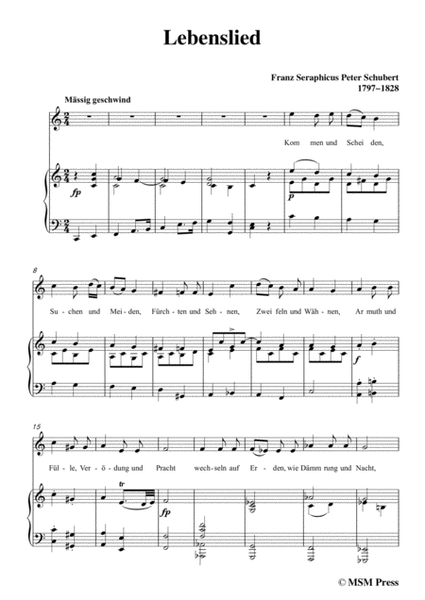 Schubert-Lebenslied,in C Major,for Voice&Piano image number null
