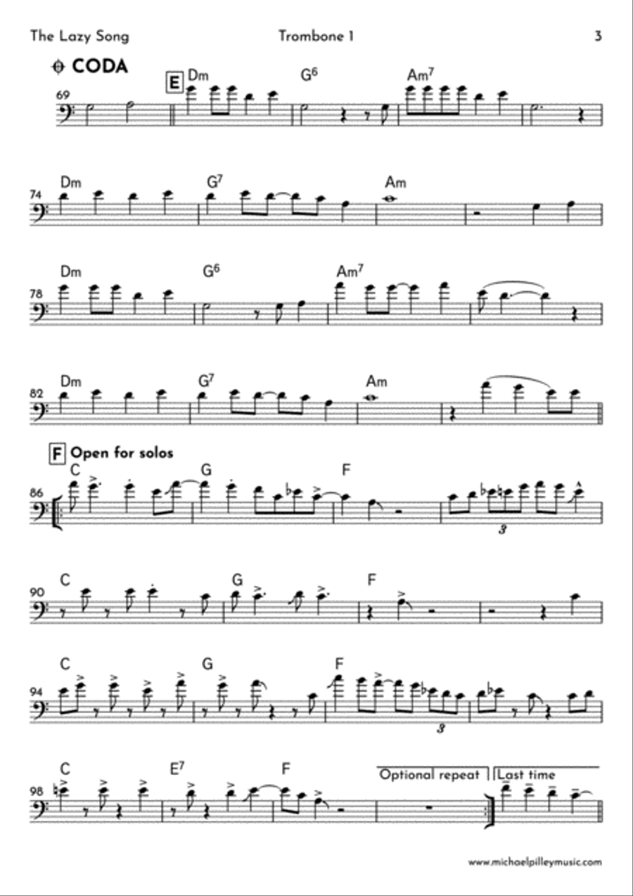 The Lazy Song Brass Ensemble scores gallery preview page 4