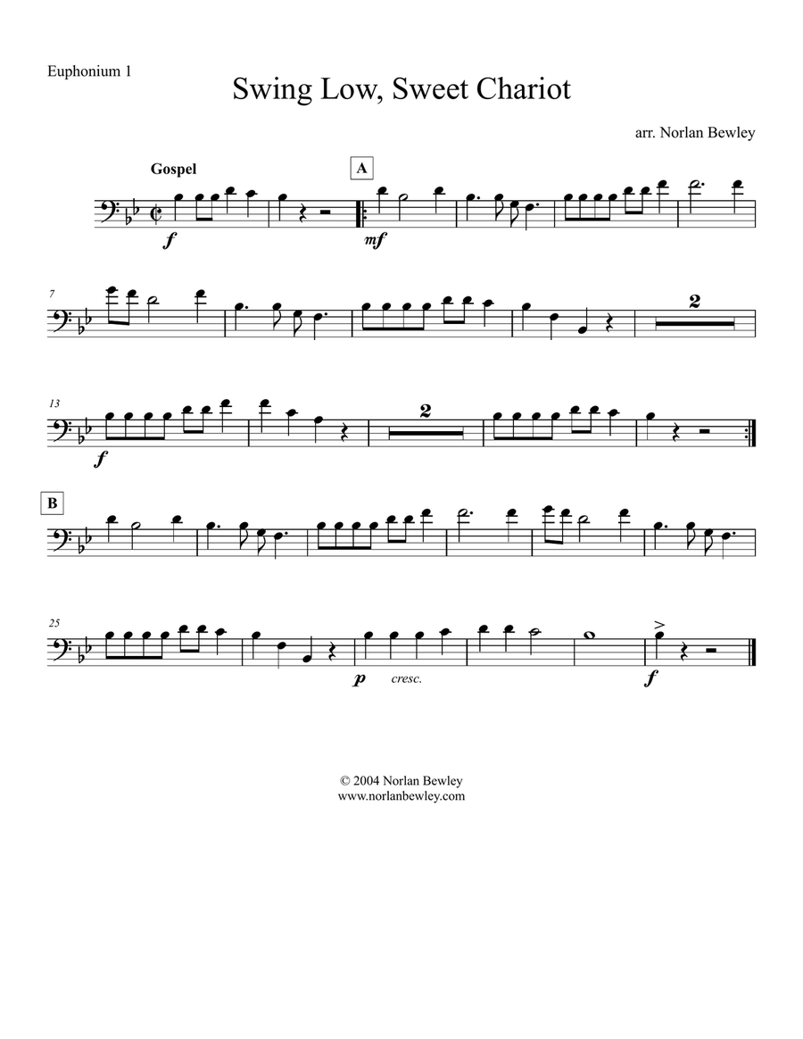 Swing Low Sweet Chariot - Tuba/Euphonium Quartet Brass Ensemble scores gallery preview page 3